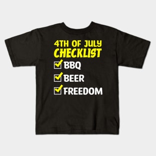 4th of July Celebration Essentials: BBQ, Beer, and Freedom Kids T-Shirt